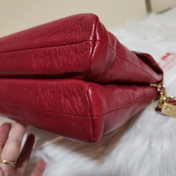 LIKE NEW "COACH" MADISON RED LEATHER SHOULDER FLAP BAG - Picture 5 of 16